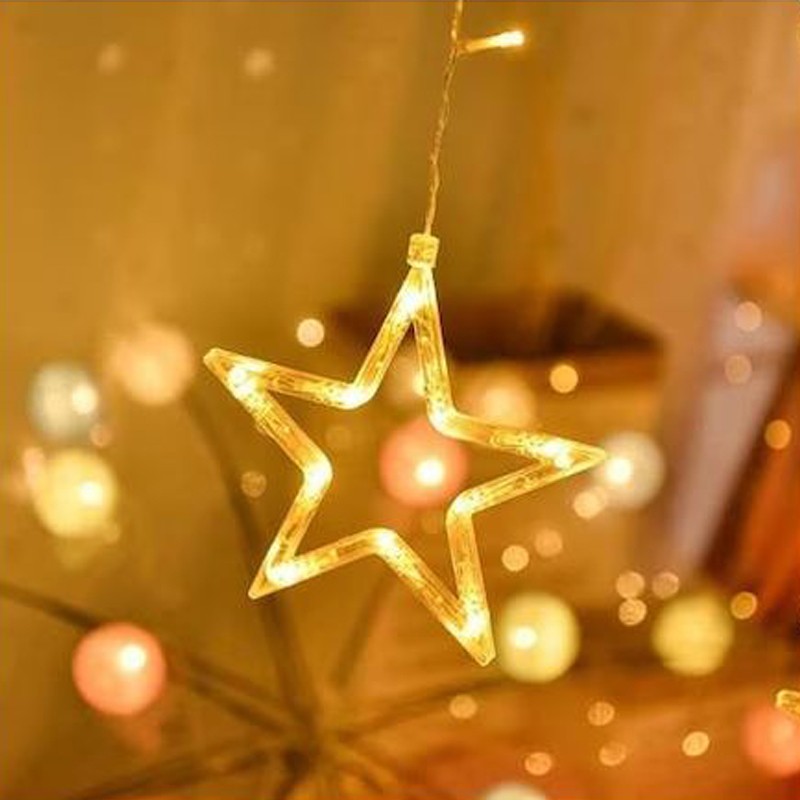 Decoratiune led forma stea, pentru fereastra, lumina alb calda, alimentare baterii, 19 x 1 x 19 cm MultiMark GlobalProd