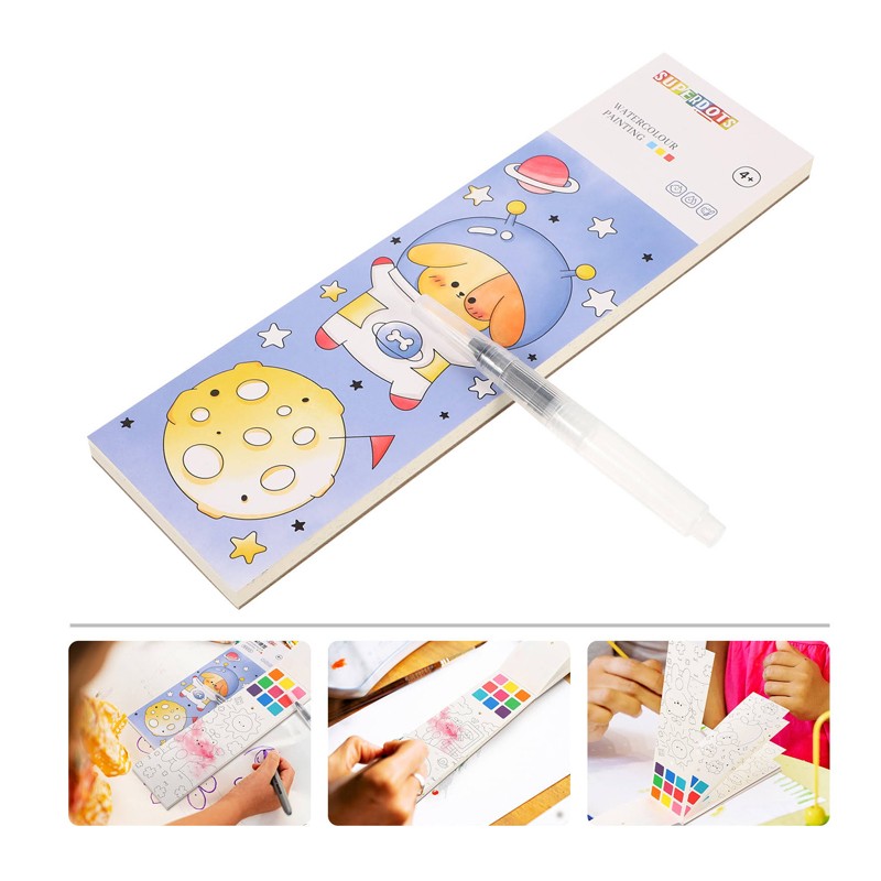 Mini carte de colorat cu apa, notite cu ilustratii, pensula pictura, 4 ani+ MultiMark GlobalProd
