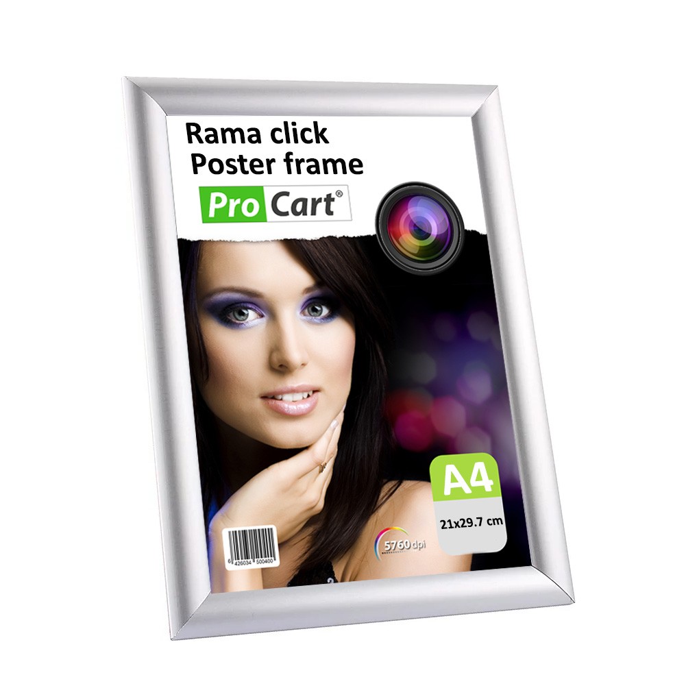 Rama click aluminiu a4, poster frame cu fixare perete, argintie MultiMark GlobalProd