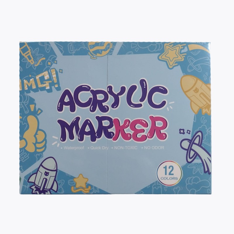 Set 12 markere acrilice permanente ptr orice suprafata, 2-3 mm,12 culori MultiMark GlobalProd