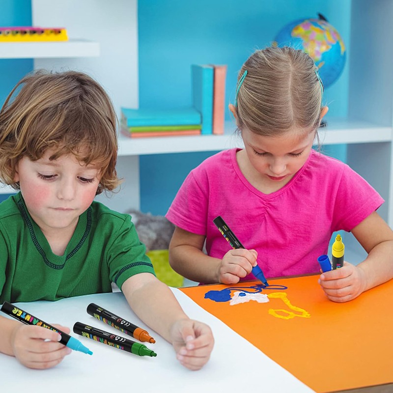 Set 12 markere acrilice permanente ptr orice suprafata, 2-3 mm,12 culori MultiMark GlobalProd