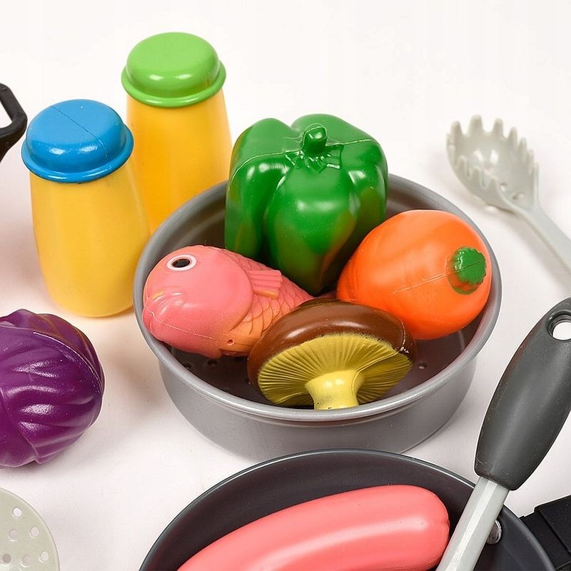 Set 22 accesorii bucatarie copii, alimente, condimente, oale, ustensile, multicolor MultiMark GlobalProd