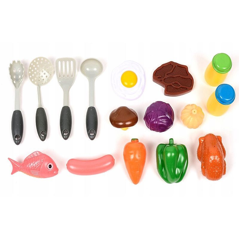 Set 22 accesorii bucatarie copii, alimente, condimente, oale, ustensile, multicolor MultiMark GlobalProd