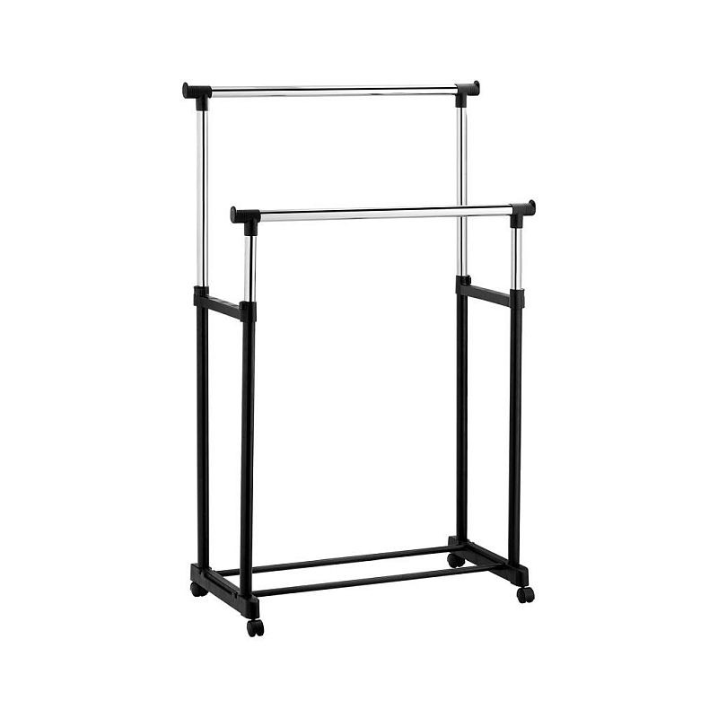 Suport dublu pentru umerase, inaltime ajustabila, 4 roti, raft inferior pantofi MultiMark GlobalProd