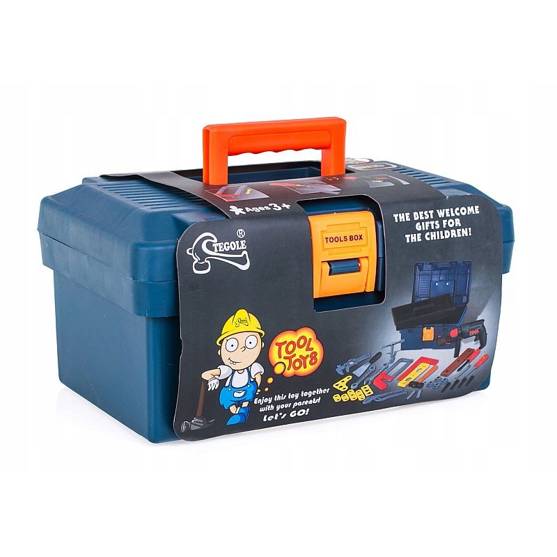 Trusa unelte constructii, 32 piese, burghiu, surubelnite, ciocan, fierastrau de mana, cutie depozitare MultiMark GlobalProd