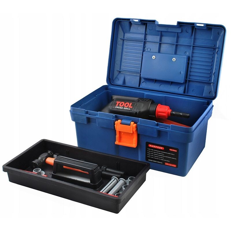 Trusa unelte constructii, 32 piese, burghiu, surubelnite, ciocan, fierastrau de mana, cutie depozitare MultiMark GlobalProd