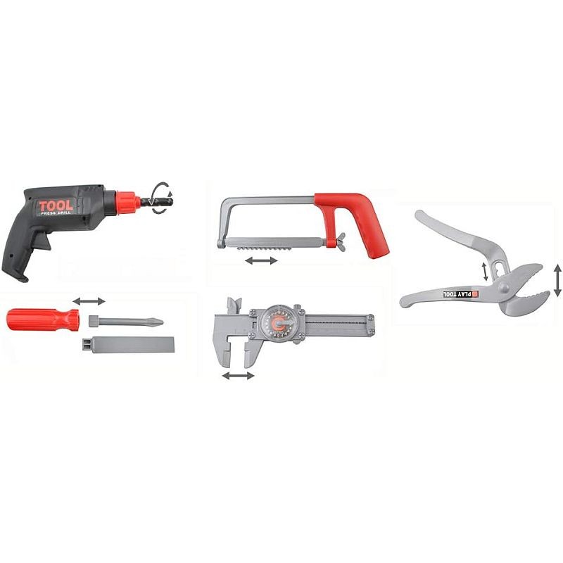 Trusa unelte constructii, 32 piese, burghiu, surubelnite, ciocan, fierastrau de mana, cutie depozitare MultiMark GlobalProd