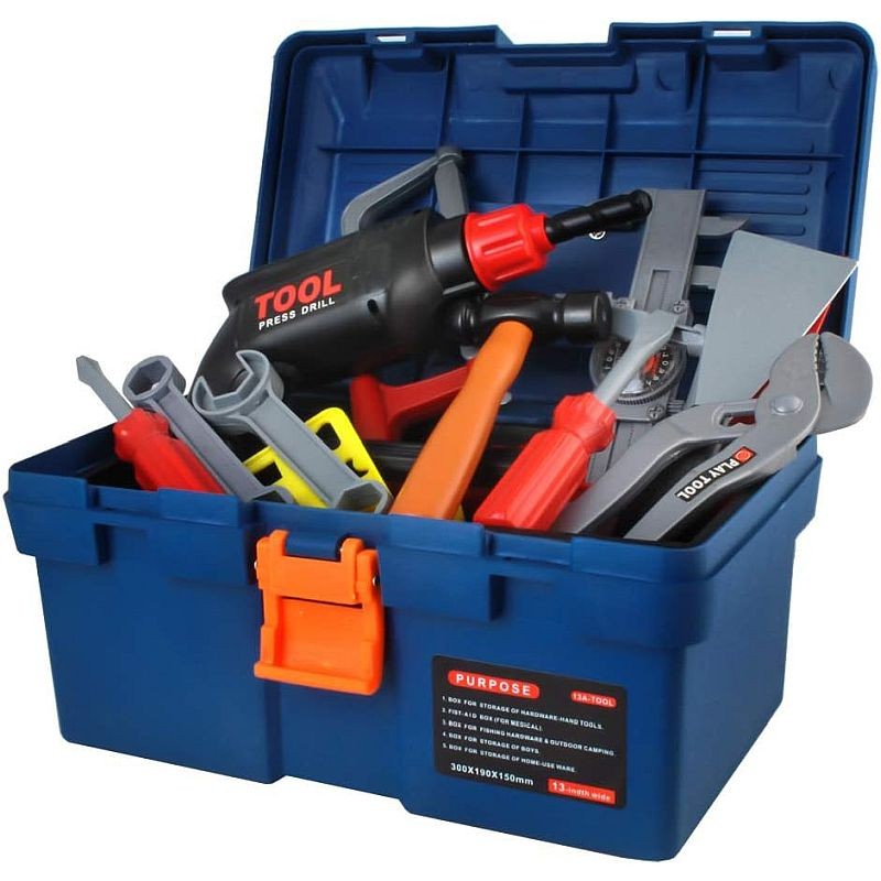 Trusa unelte constructii, 32 piese, burghiu, surubelnite, ciocan, fierastrau de mana, cutie depozitare MultiMark GlobalProd