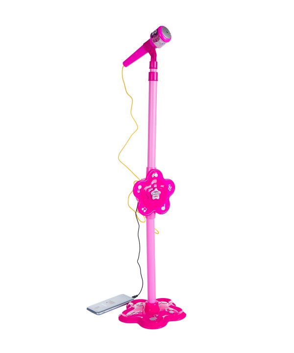 Microfon de jucarie cu stativ reglabil 106 cm, amplificator voce, mp3, conectare smartphone, roz MultiMark GlobalProd