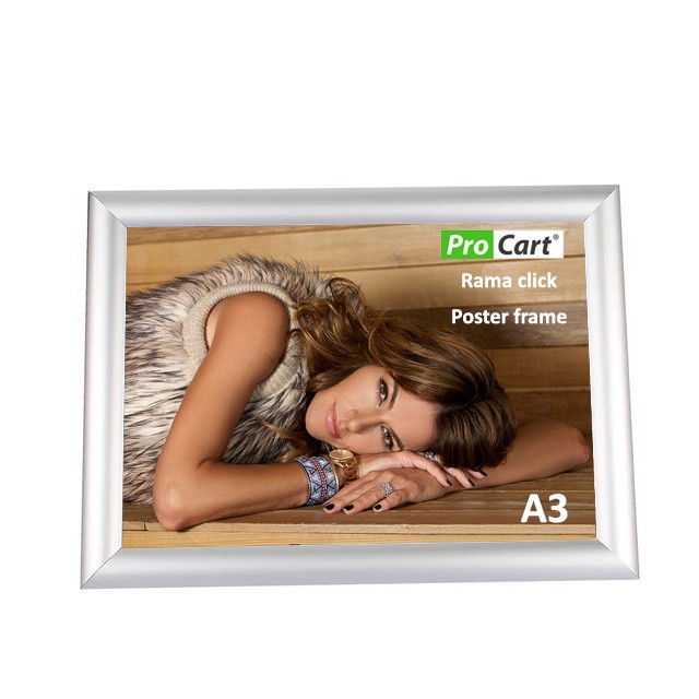 Rama click aluminiu a3, pentru postere sau afise, colturi drepte, gri MultiMark GlobalProd