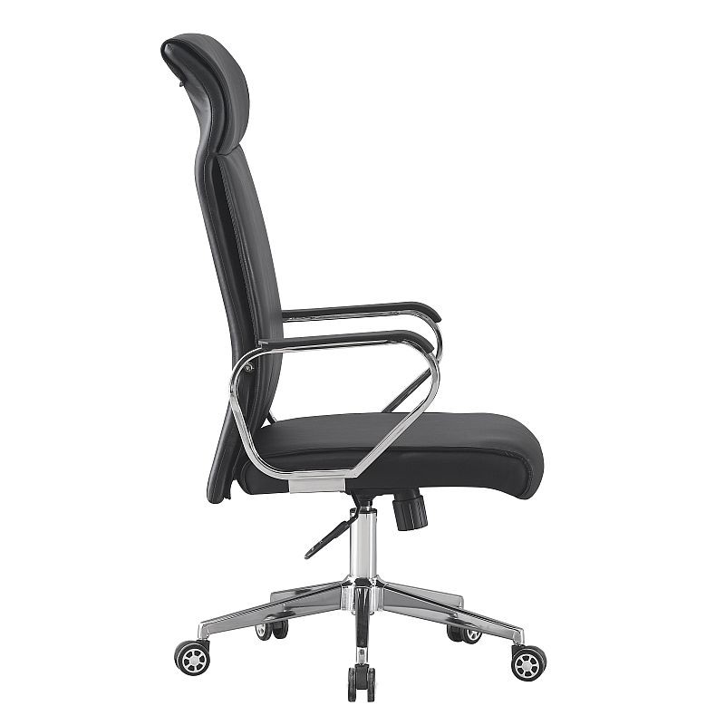 Scaun ergonomic de birou, piele ecologica, inaltime reglabila, baza si manere otel cromat, negru MultiMark GlobalProd