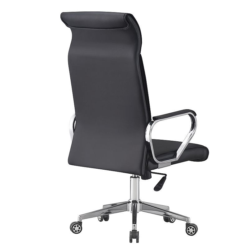 Scaun ergonomic de birou, piele ecologica, inaltime reglabila, baza si manere otel cromat, negru MultiMark GlobalProd