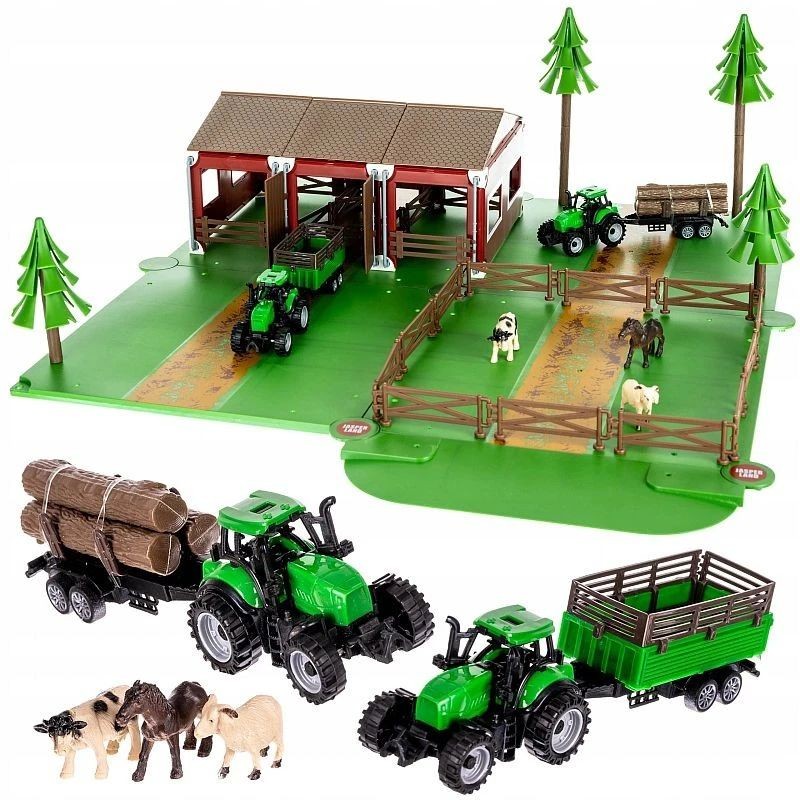 Set de joaca ferma cu utilaje agricole si animale, 102 piese, 54 x 62 x 20 cm MultiMark GlobalProd
