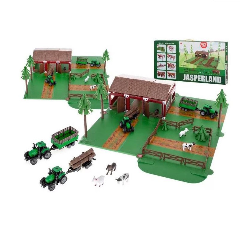 Set de joaca ferma cu utilaje agricole si animale, 102 piese, 54 x 62 x 20 cm MultiMark GlobalProd
