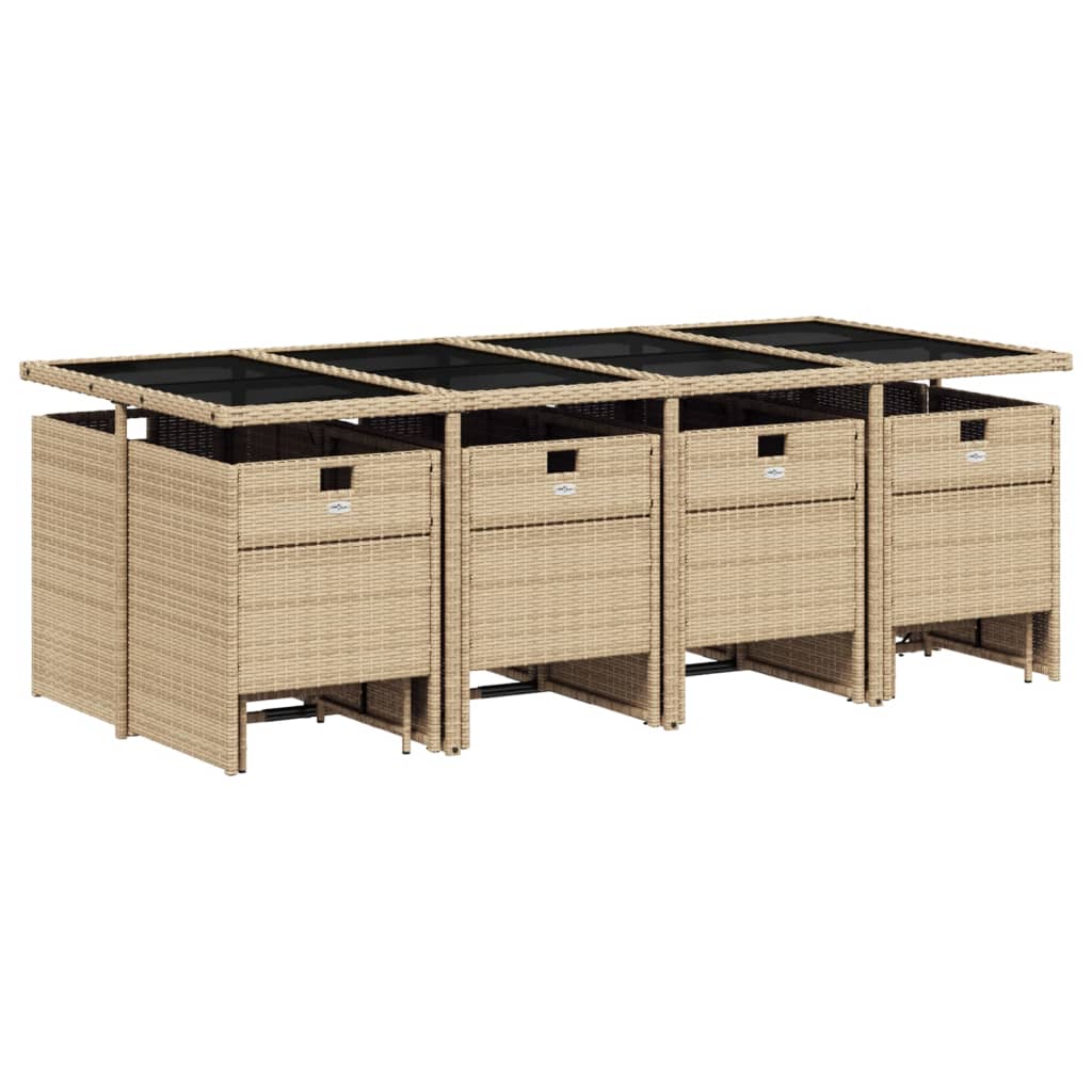 Set mobilier de grădină cu perne, 13 piese, bej, poliratan GartenMobel Dekor