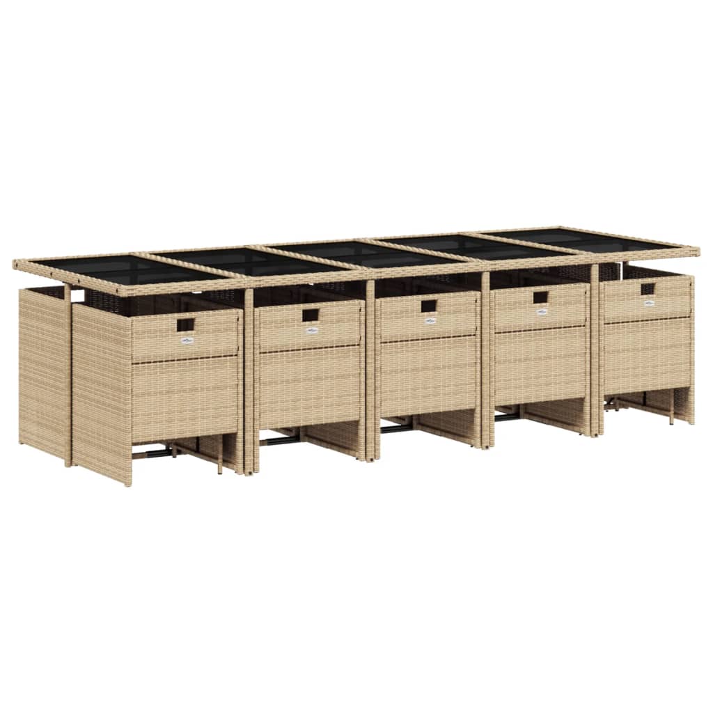 Set mobilier de grădină cu perne, 15 piese, bej, poliratan GartenMobel Dekor