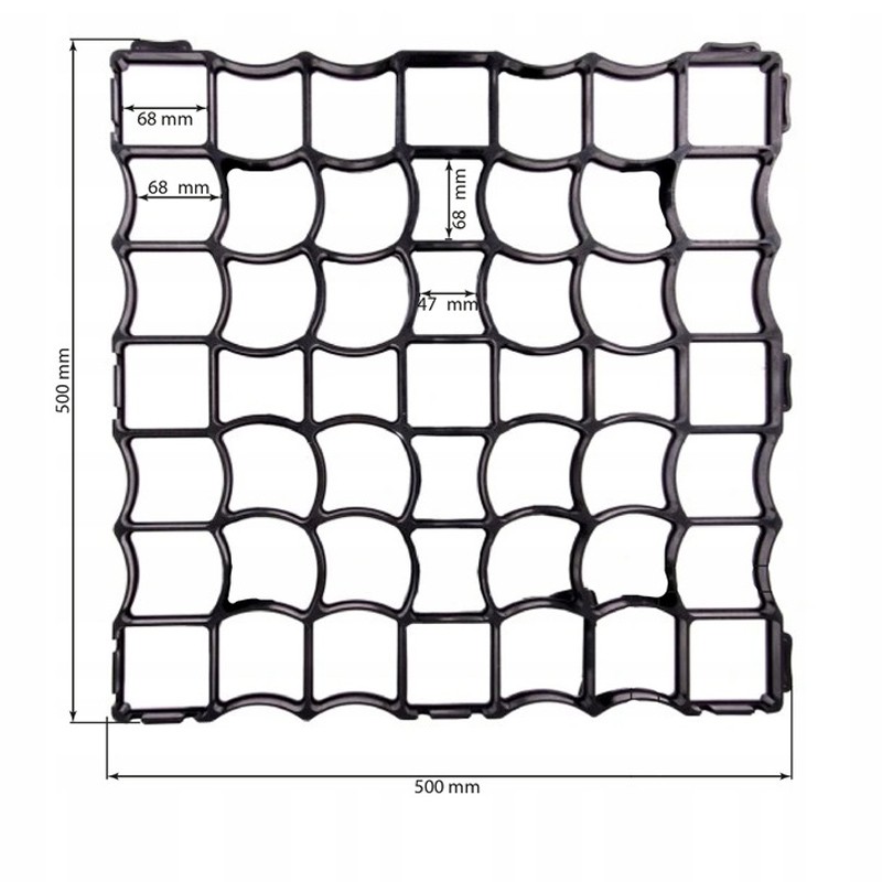 Grila parcare si terasamente, 50 x 50 cm, rezistenta 250 tone/mp, polipropilena, negru MultiMark GlobalProd