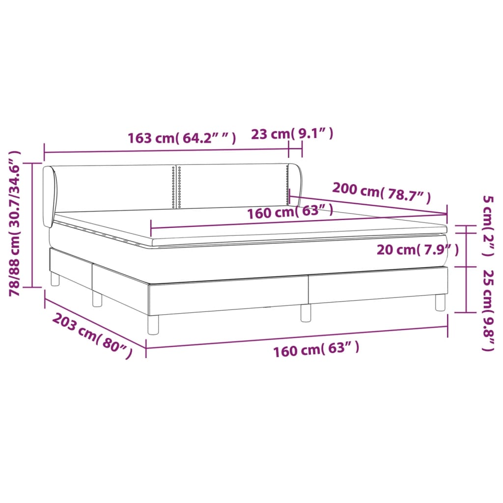 Pat box spring cu saltea, roz, 160x200 cm, catifea GartenMobel Dekor
