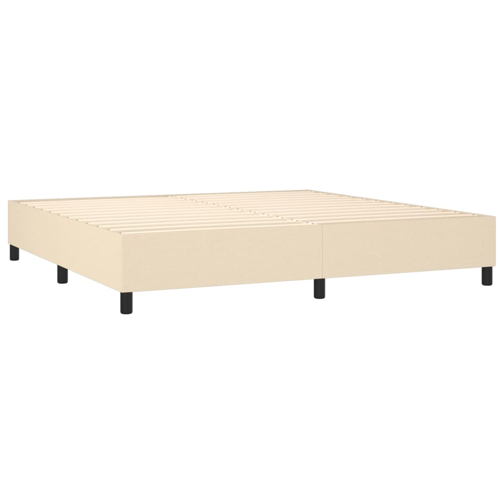 Pat box spring cu saltea, crem, 200x200 cm, textil GartenMobel Dekor