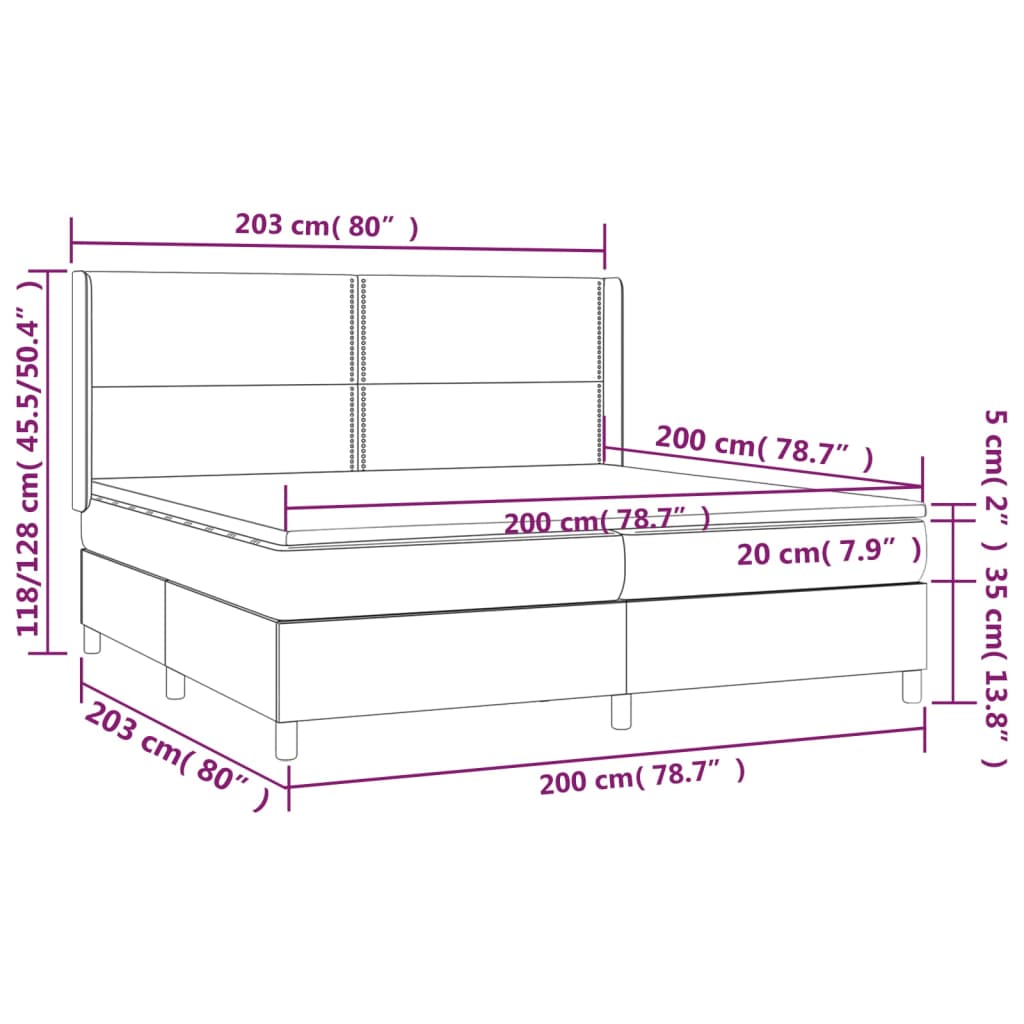 Pat box spring cu saltea, crem, 200x200 cm, textil GartenMobel Dekor