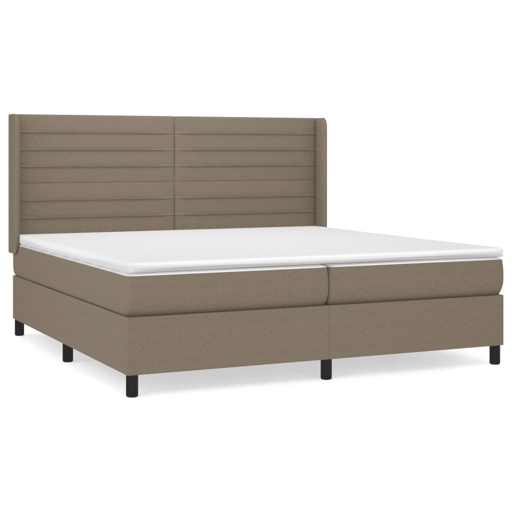 Pat box spring cu saltea, gri taupe, 200x200 cm, textil GartenMobel Dekor
