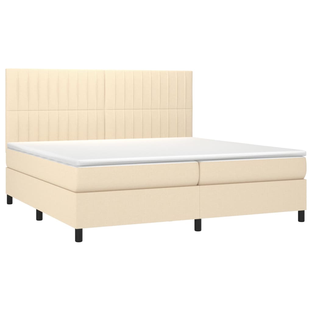 Pat box spring cu saltea, crem, 200x200 cm, textil GartenMobel Dekor