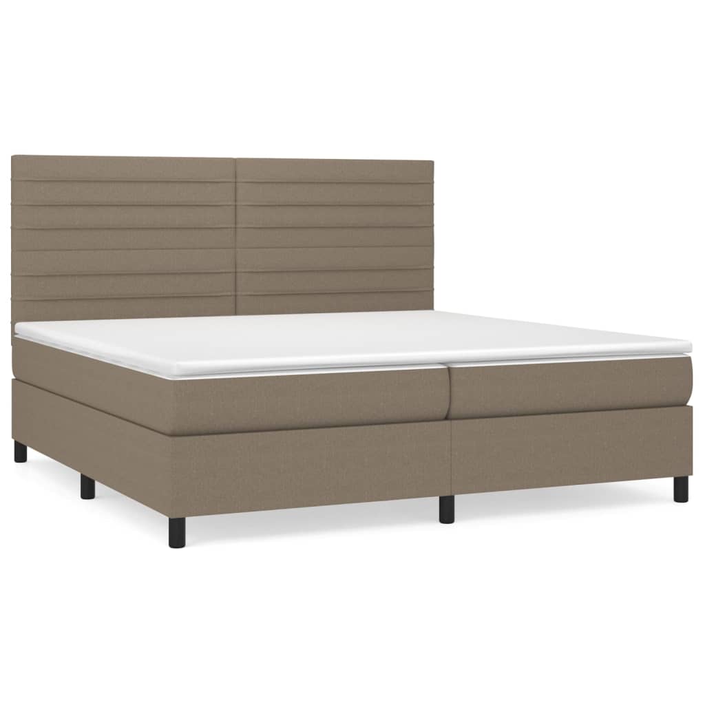 Pat box spring cu saltea, gri taupe, 200x200 cm, textil GartenMobel Dekor