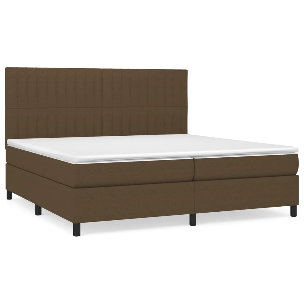 Pat box spring cu saltea, maro închis, 200x200 cm, textil GartenMobel Dekor