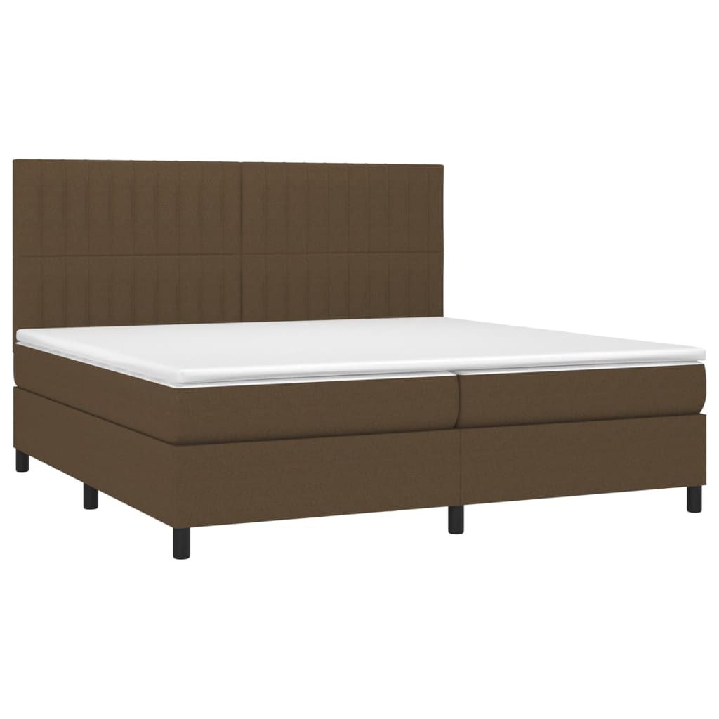 Pat box spring cu saltea, maro închis, 200x200 cm, textil GartenMobel Dekor