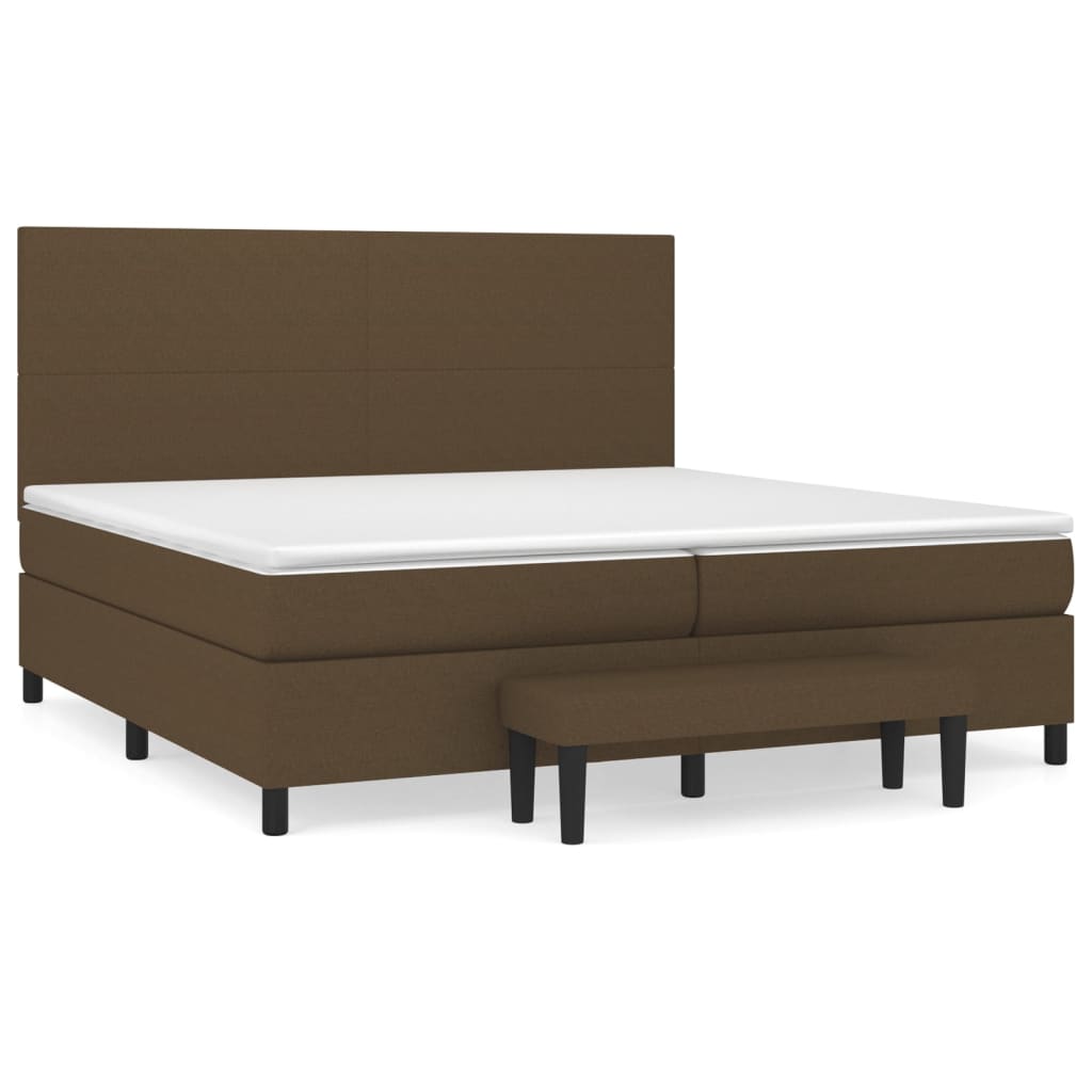 Pat box spring cu saltea, maro închis, 200x200 cm, textil GartenMobel Dekor