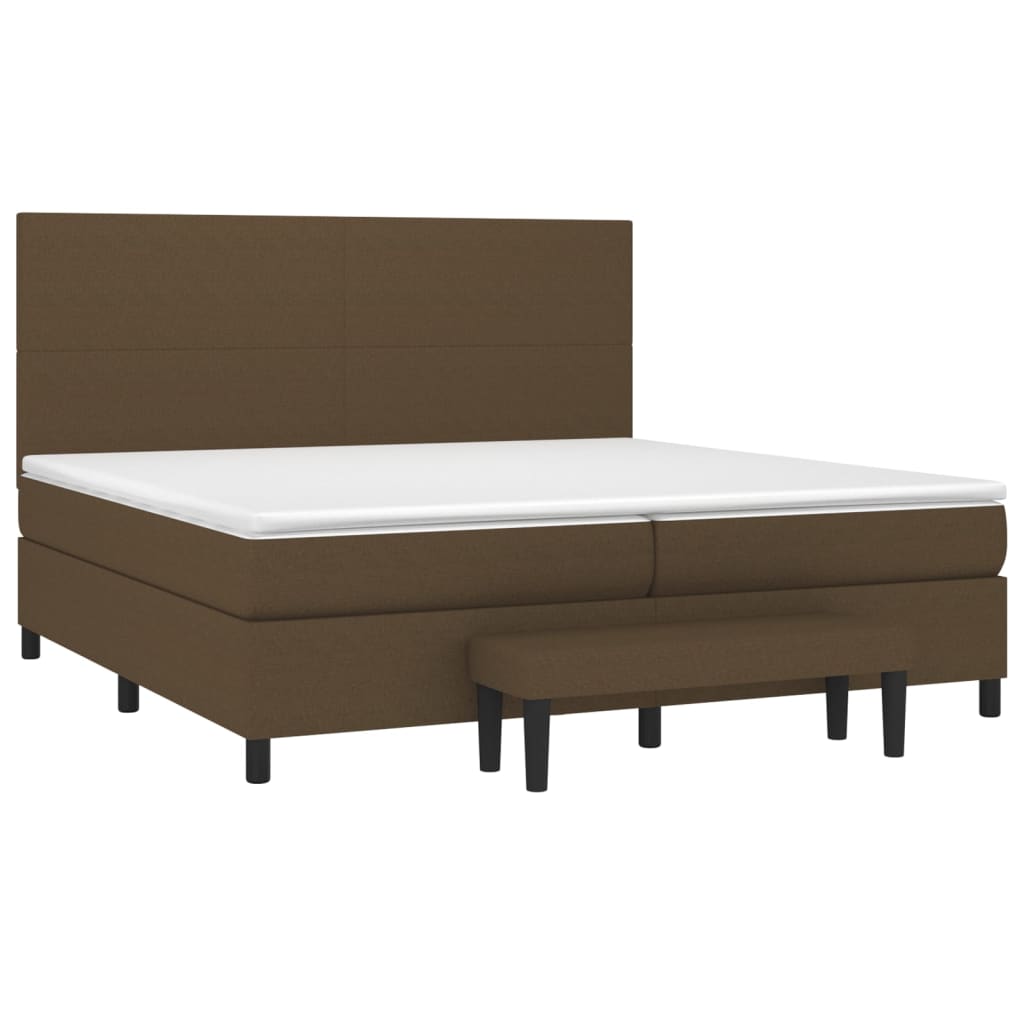 Pat box spring cu saltea, maro închis, 200x200 cm, textil GartenMobel Dekor