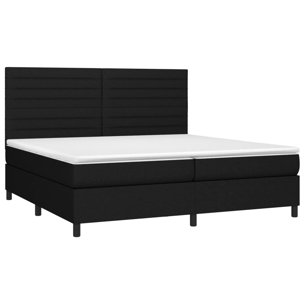 Pat box spring cu saltea, negru, 200x200 cm, textil GartenMobel Dekor