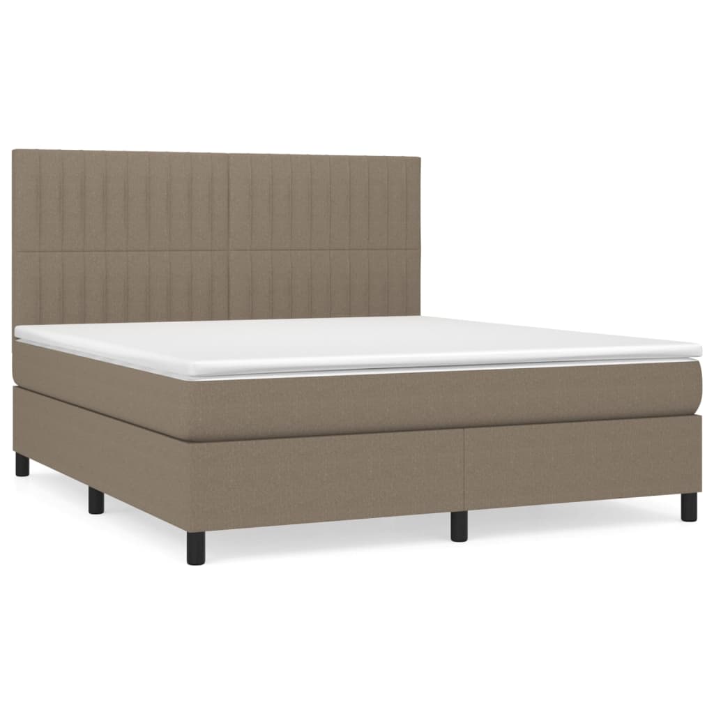 Pat continental cu saltea, gri taupe, 180x200 cm, textil GartenMobel Dekor