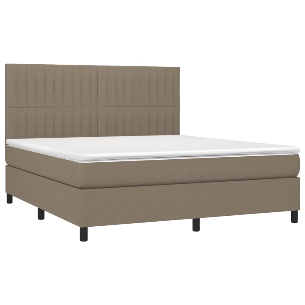 Pat continental cu saltea, gri taupe, 180x200 cm, textil GartenMobel Dekor