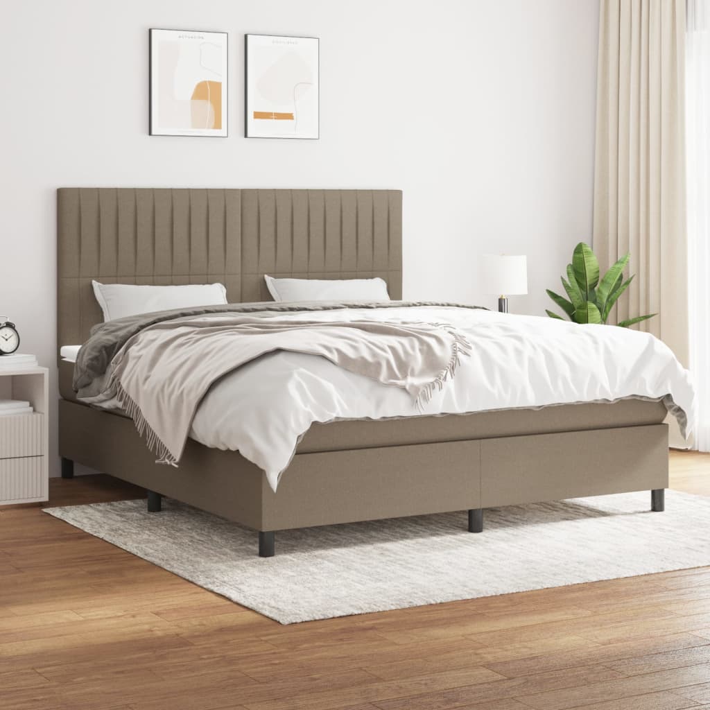 Pat continental cu saltea, gri taupe, 180x200 cm, textil GartenMobel Dekor