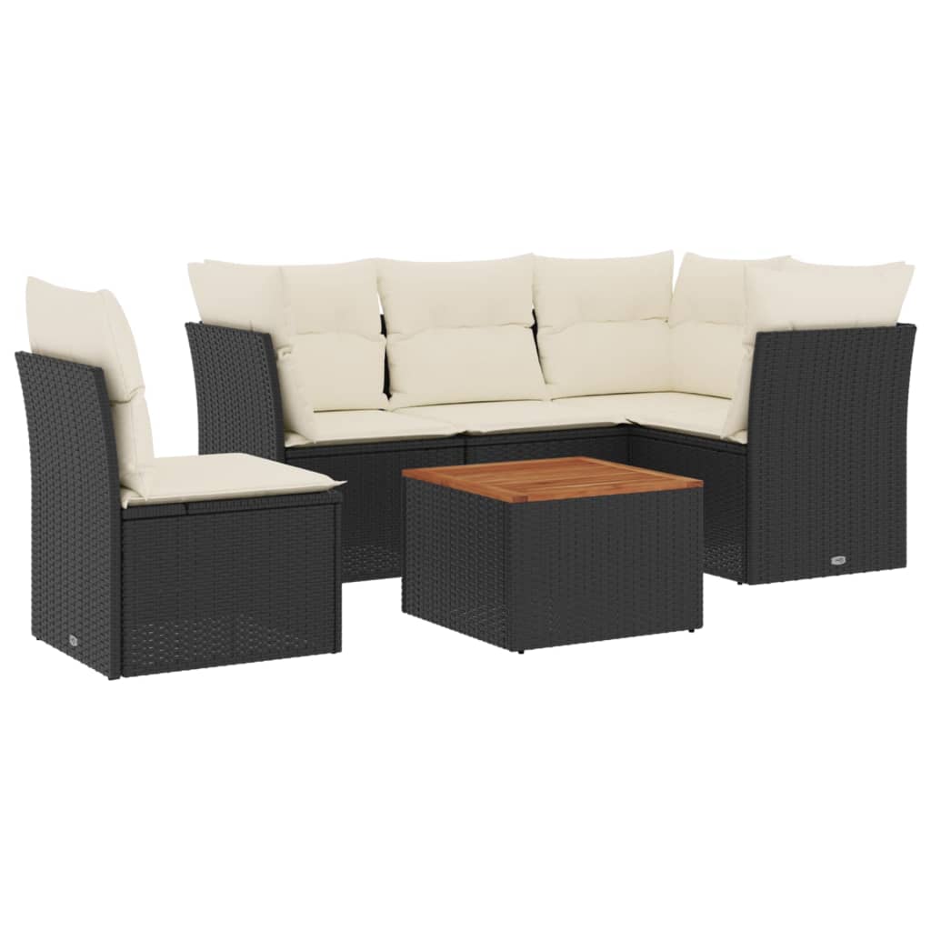 Set mobilier de grădină cu perne, 6 piese, negru, poliratan GartenMobel Dekor
