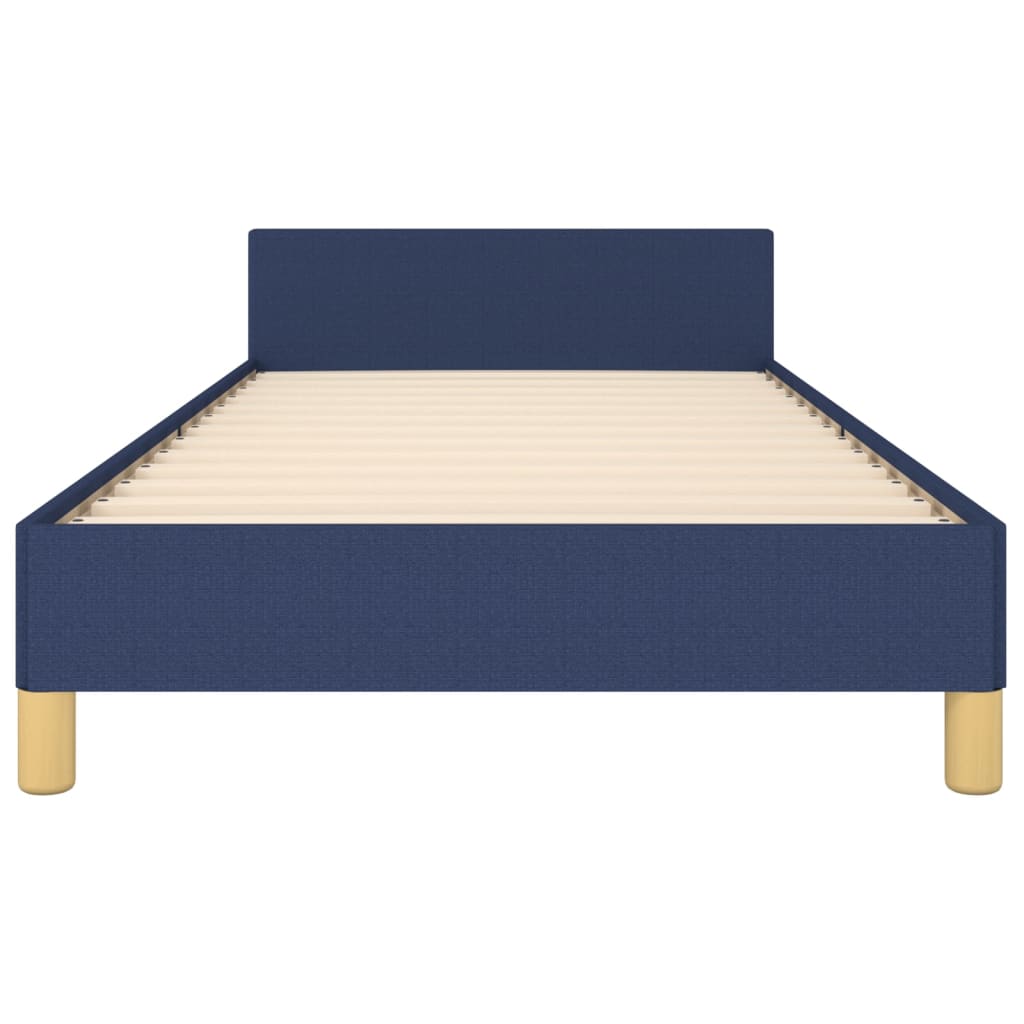 Cadru de pat cu tăblie, albastru, 90x190 cm, textil GartenMobel Dekor