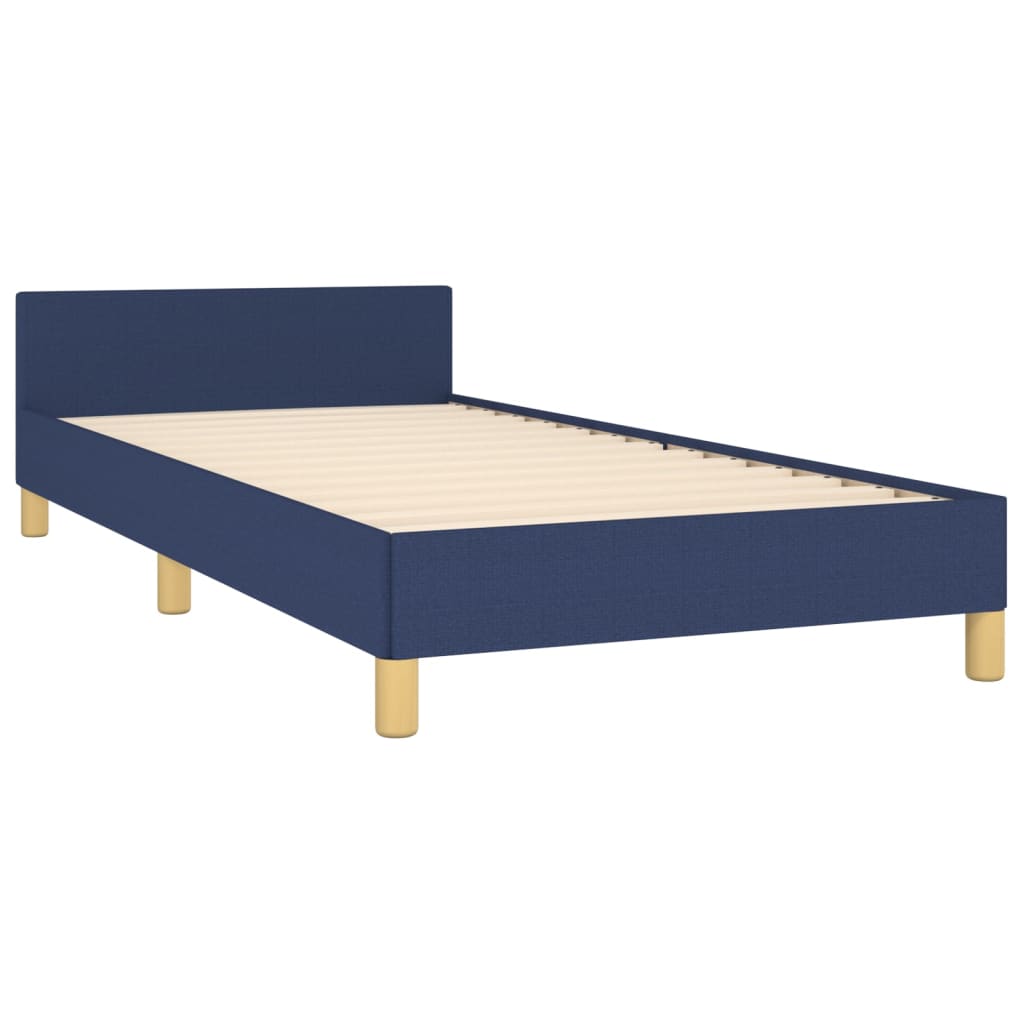 Cadru de pat cu tăblie, albastru, 90x190 cm, textil GartenMobel Dekor