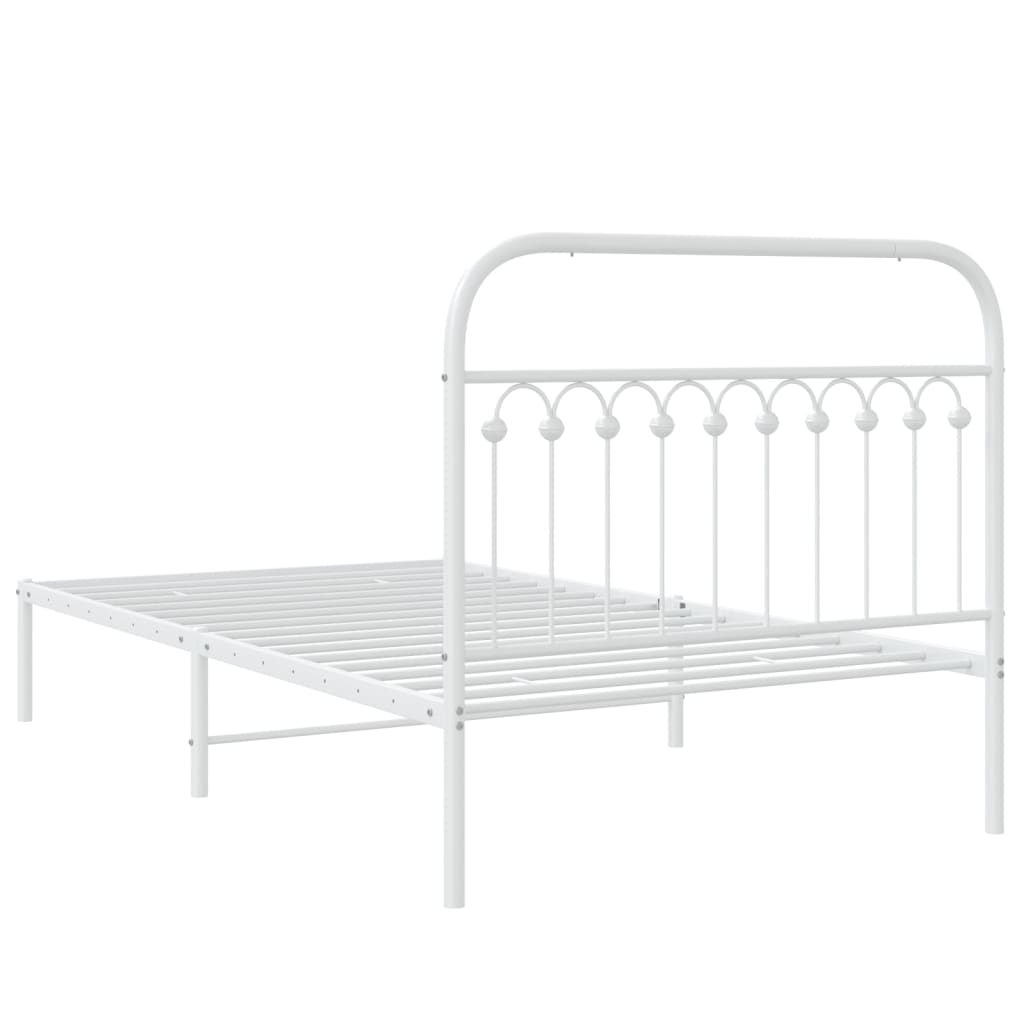Cadru de pat din metal cu tăblie, alb, 107x203 cm GartenMobel Dekor