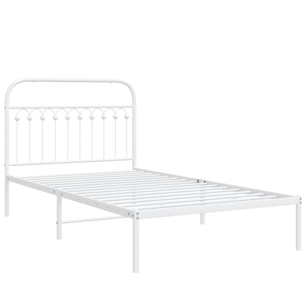 Cadru de pat din metal cu tăblie, alb, 107x203 cm GartenMobel Dekor