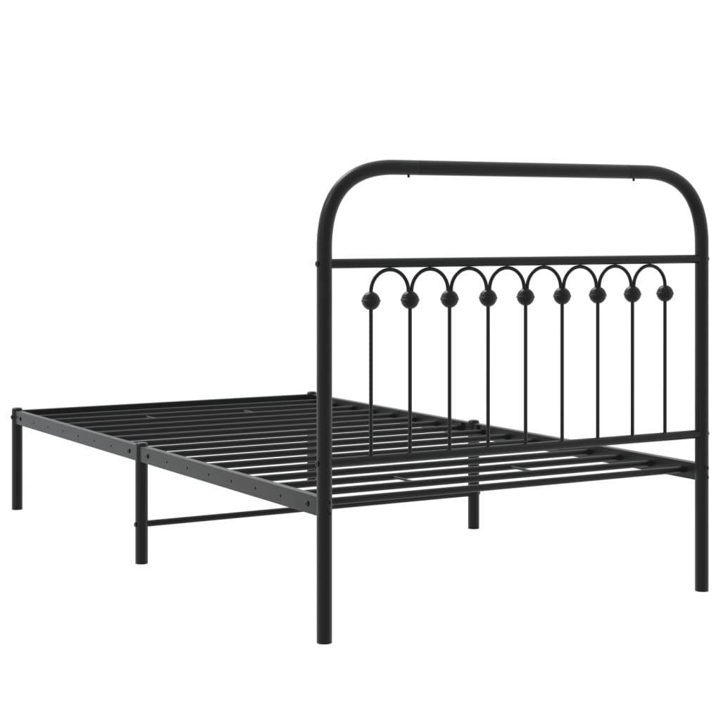 Cadru de pat din metal cu tăblie, negru, 100x200 cm GartenMobel Dekor