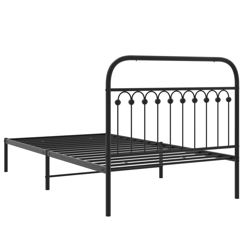 Cadru de pat din metal cu tăblie, negru, 107x203 cm GartenMobel Dekor