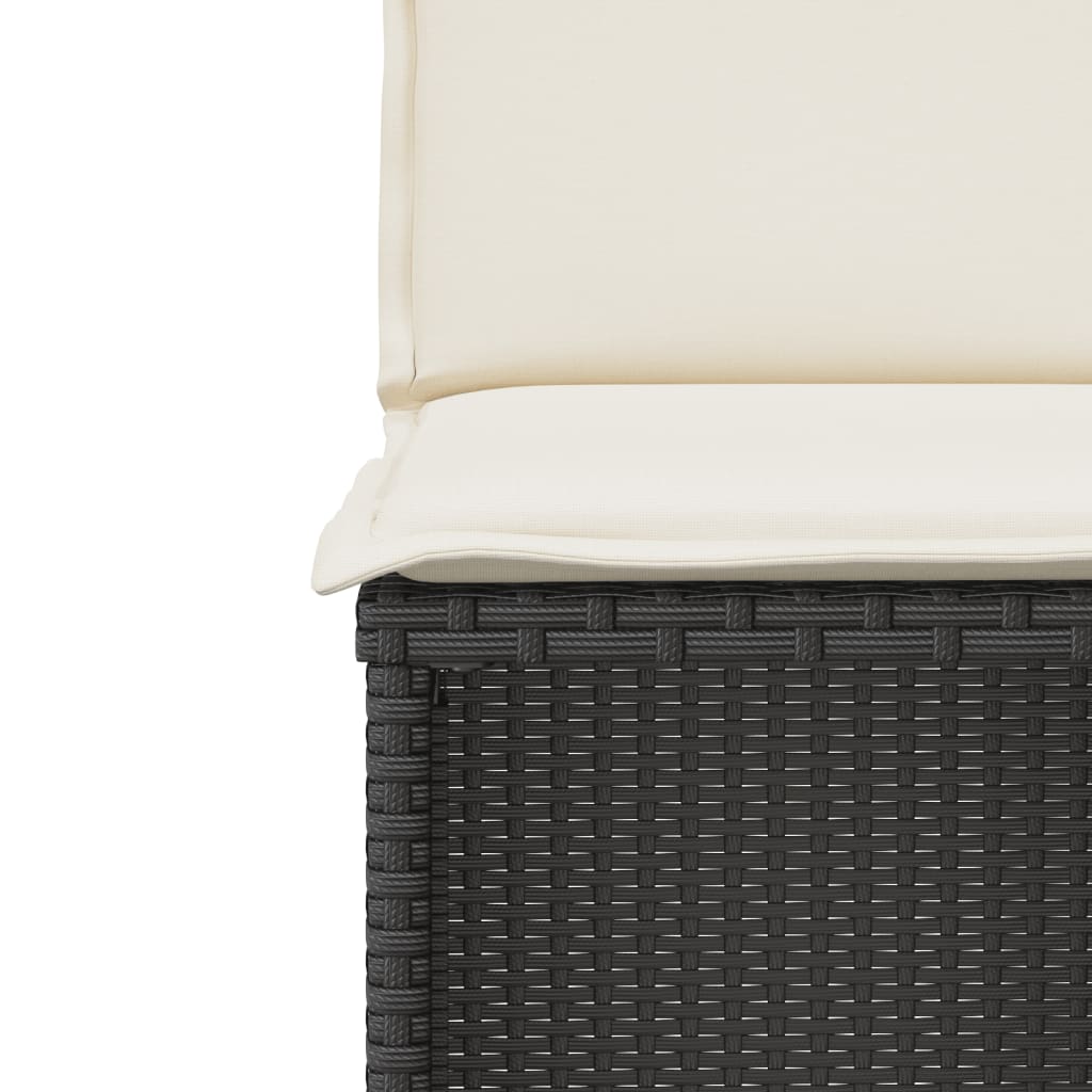 Set bistro cu perne, 3 piese, negru, poliratan GartenMobel Dekor