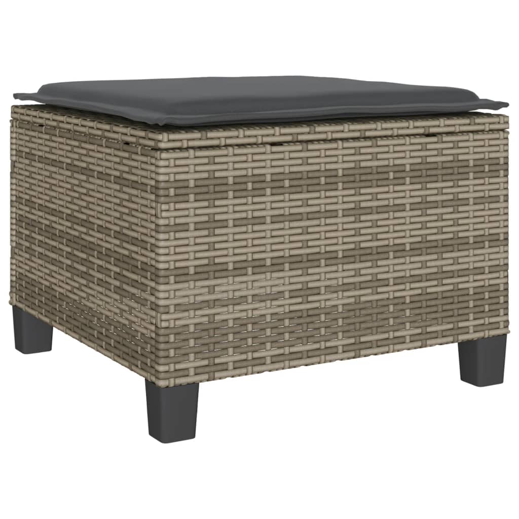 Set bistro de grădină cu perne, 3 piese, gri, poliratan GartenMobel Dekor