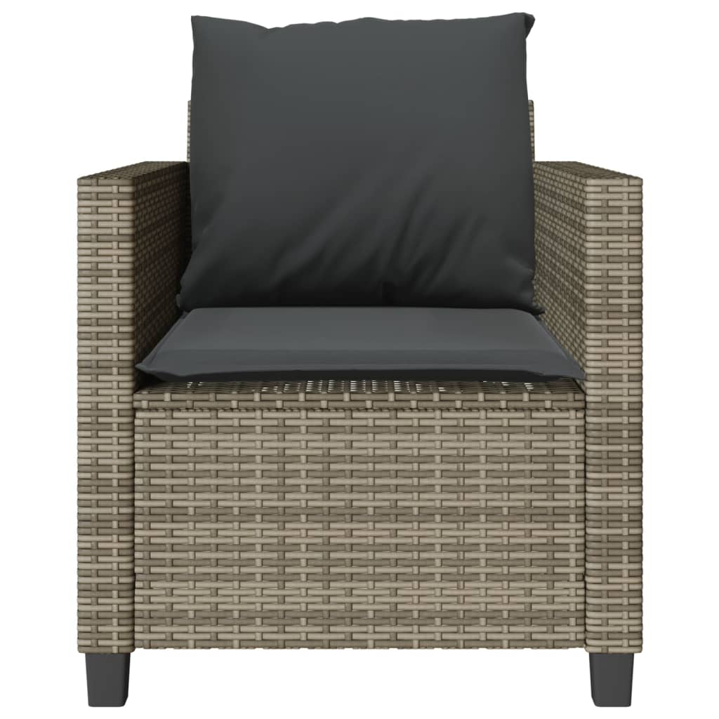 Set bistro de grădină cu perne, 3 piese, gri, poliratan GartenMobel Dekor