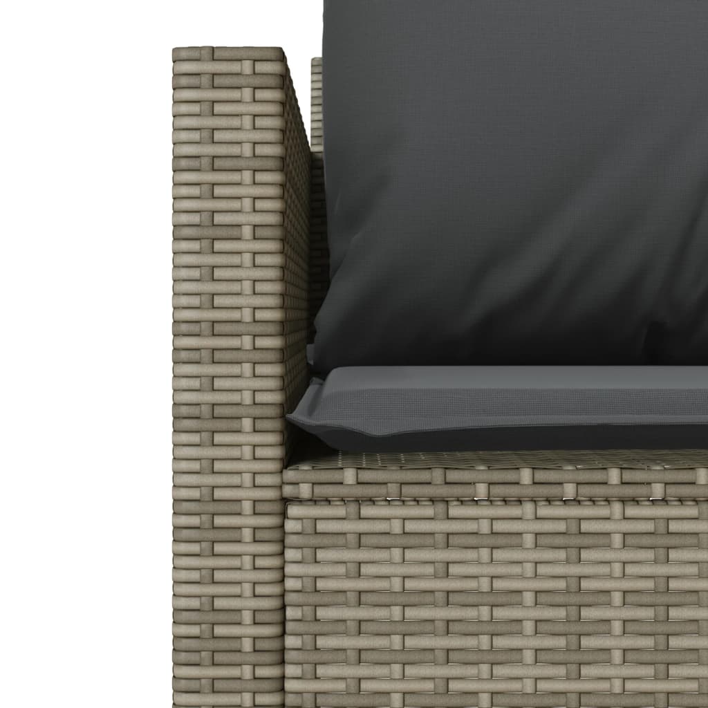 Set bistro de grădină cu perne, 3 piese, gri, poliratan GartenMobel Dekor