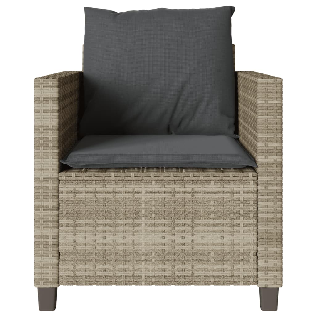 Set bistro cu perne, 3 piese, gri deschis, poliratan GartenMobel Dekor