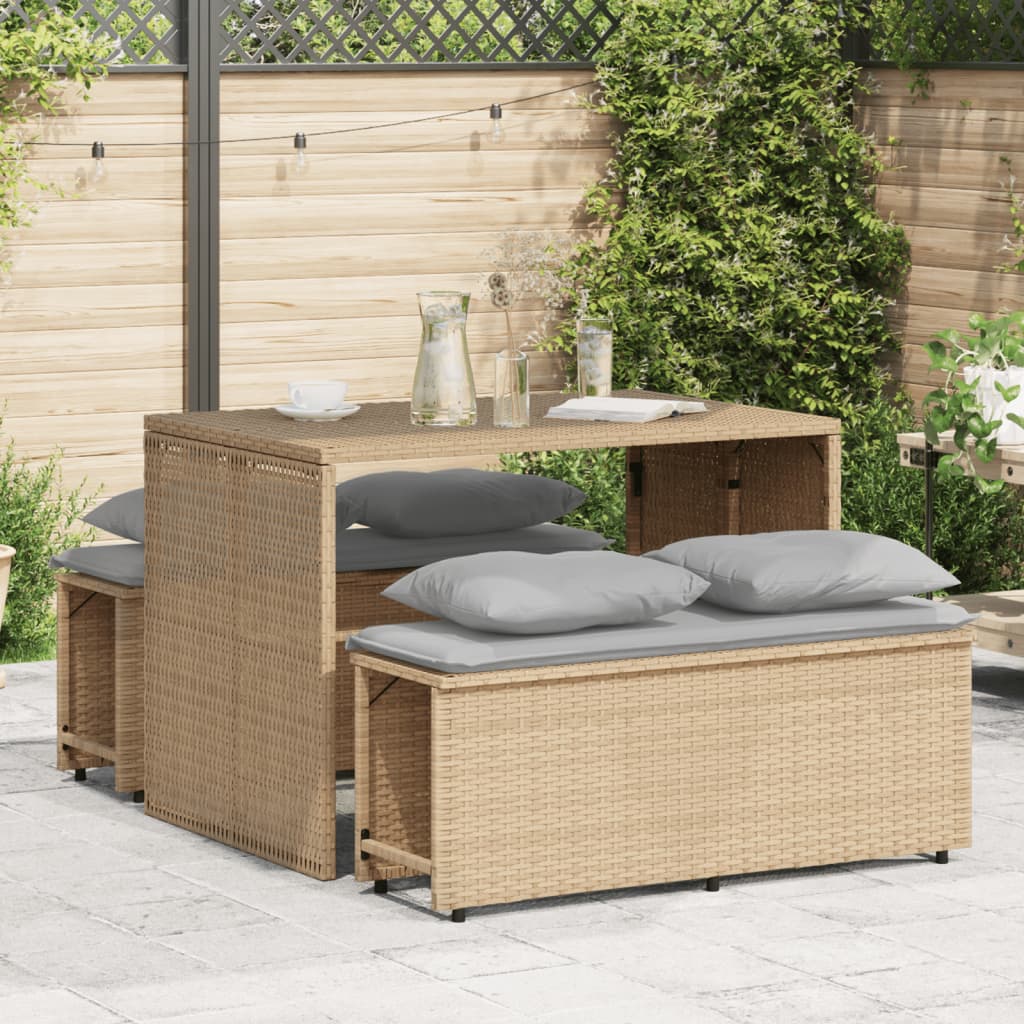 Set mobilier de grădină cu perne, 3 piese, bej, poliratan GartenMobel Dekor