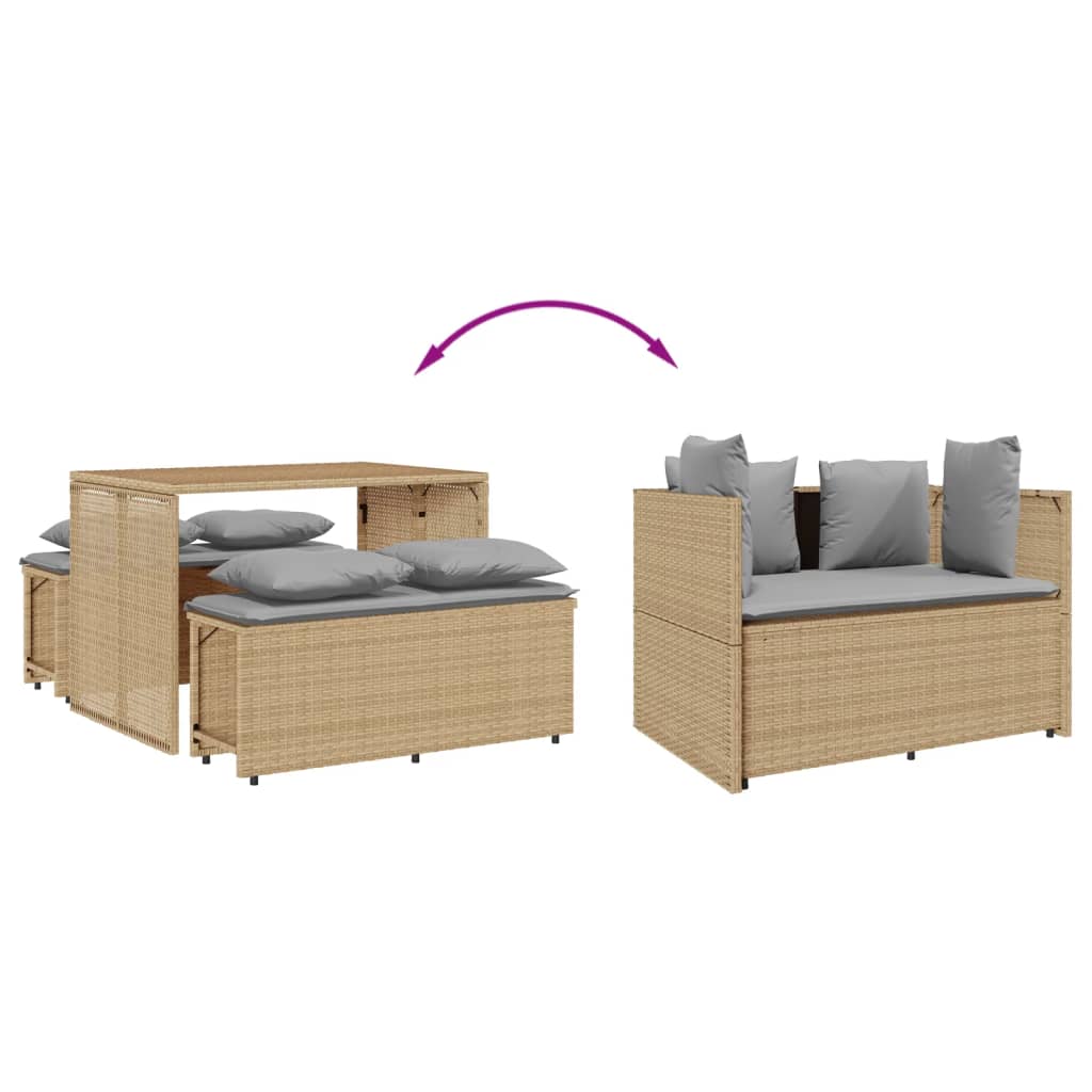 Set mobilier de grădină cu perne, 3 piese, bej, poliratan GartenMobel Dekor