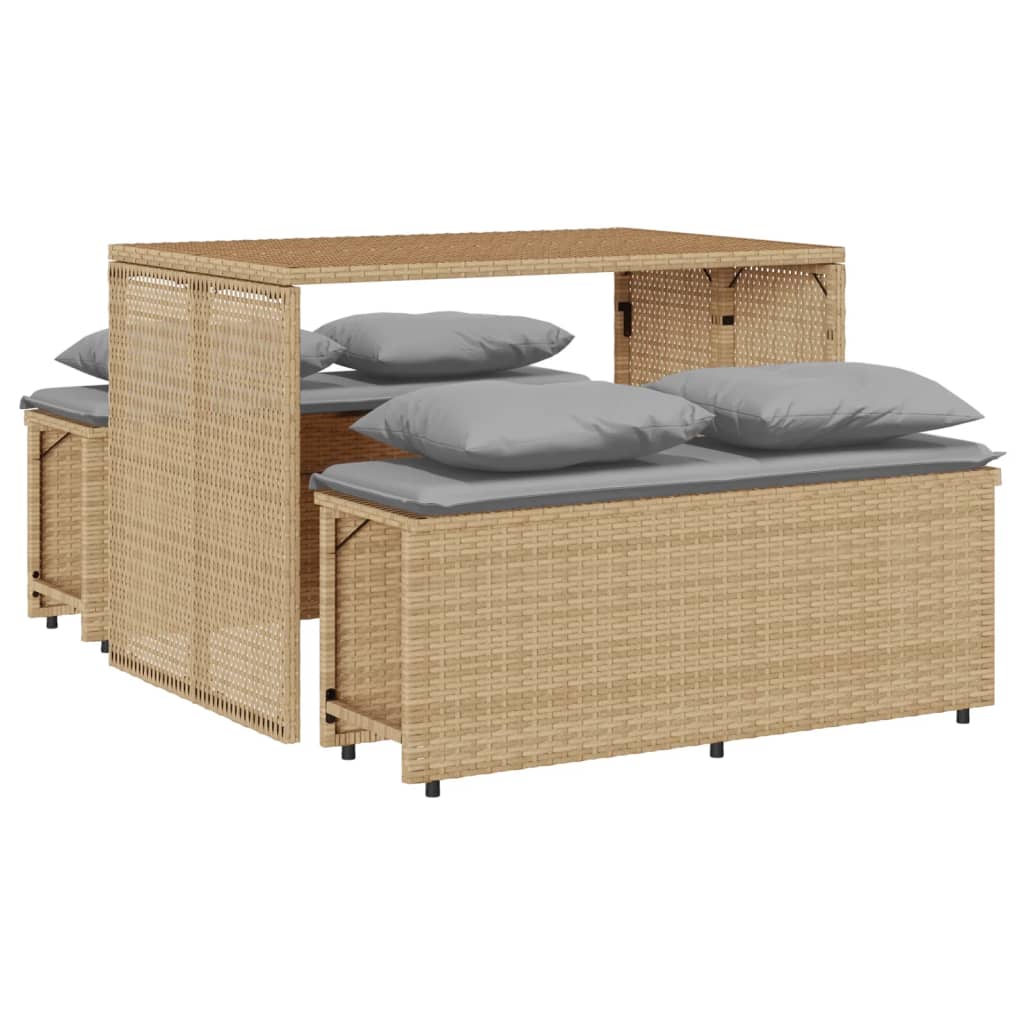 Set mobilier de grădină cu perne, 3 piese, bej, poliratan GartenMobel Dekor